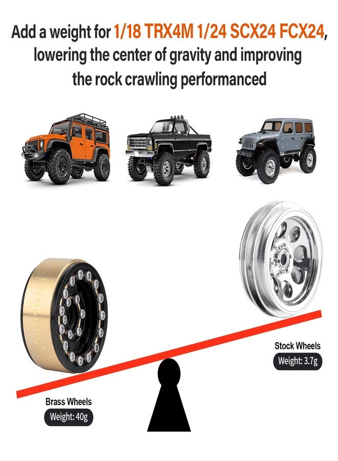 FriHobby 1.0 Brass Beadlock Wheel 1.0" Wheels for 1/18 TRX4M 1/24 Axial SCX24 AX24 FCX24 Upgrade Parts - Image 3